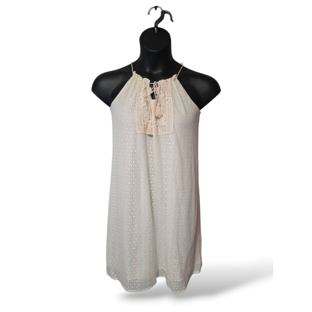 Collective Concepts Boho Lace Halter Dress with Tassels Size Medium